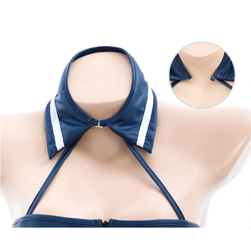 Cute Girl Hot Cheerleading Uniform Women Football Baby Sexy Zipper Halter Bodysuit Cosplay Costume Lingerie Role Play Underwear - view 2
