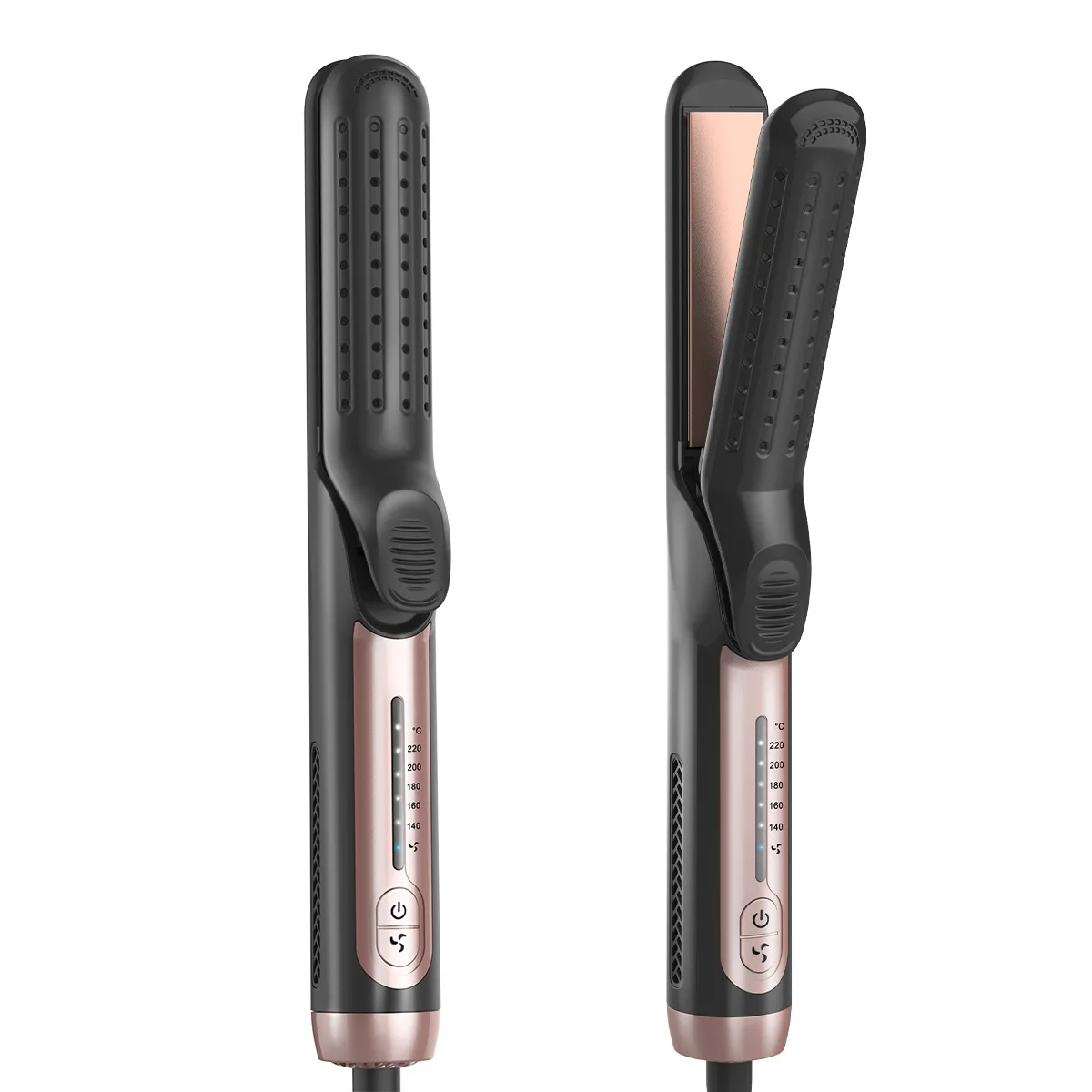 2 In 1 Hair Curling Iron With Cooling Air Hair Straightener Curler 220°C Ceramic Glazed Plate Flat Irons