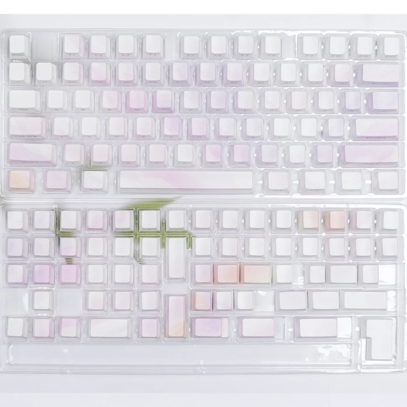 Watercolor side engraved transparent keycap original factory height gradual change