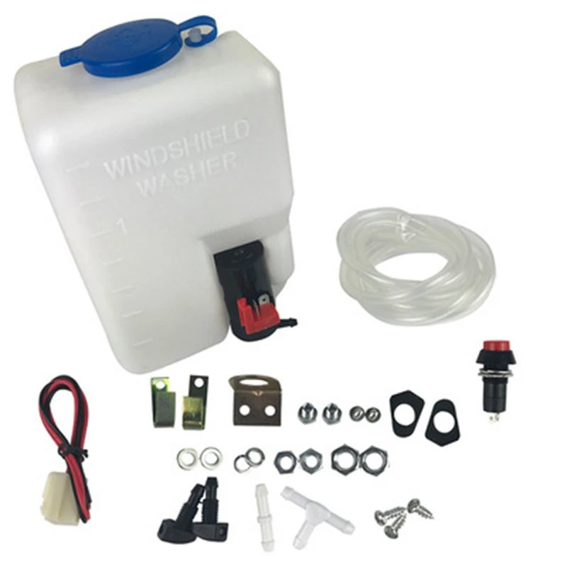 NEW HOT In Stock-12V 1.5L Universal Motorcycle Car Wind Shield Washer Reservoir Pump Bottle Kit