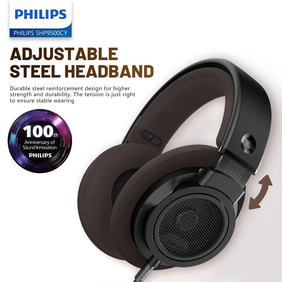 Philips SHP9500CY HiFi Open-Back Headphones Ultra-Comfortable Over