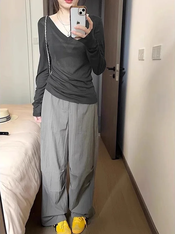 

Футболки с длинным рукавом, женские элегантные сетчатые топы с цветочным принтом, облегающая удобная зимняя рабочая одежда, женственная офисная повседневная одежда