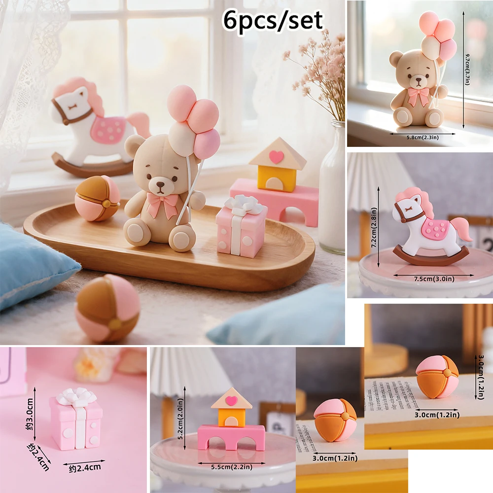 Cartoon Ballon Bär Kuchen Dekor Rosa Schleife Baby Thema Kuchen Topper für Mädchen 1. Geburtstag Party Baby Dusche Dekorationen Lieferungen – Detail 6