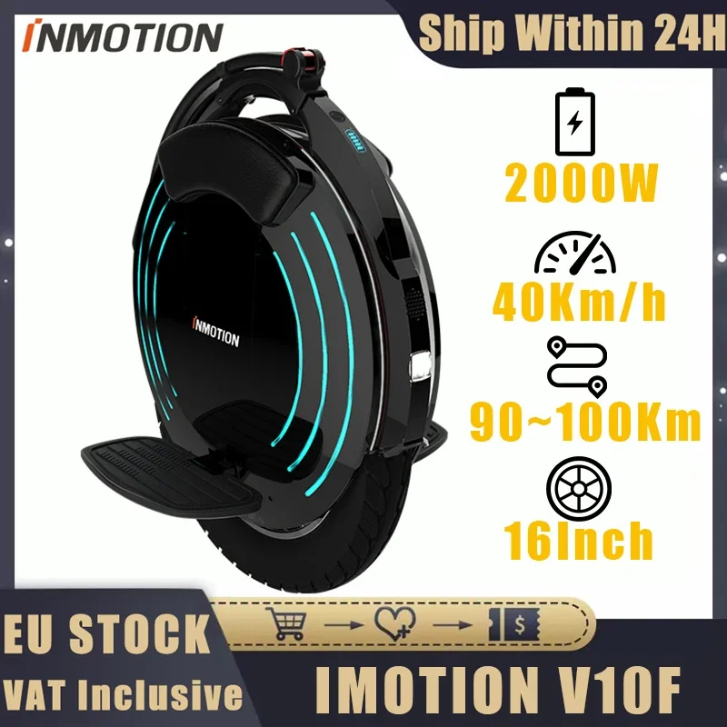 EU STOCK Original Inmotion V10F Electric Unicycle 2000W Motor 40KM/H Speed 70KM Range One Wheel Bluetooth Speaker 16inch Wheel