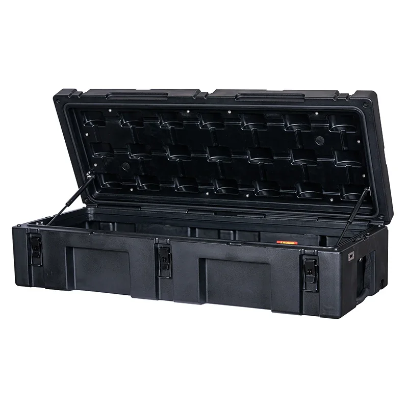 

122L Rugged Case LLDPE Cargo Case Hard Plastic Rotomolded Tool Box 4WD Storage Box Roof Rack Low Profile Quick Mount Bracket