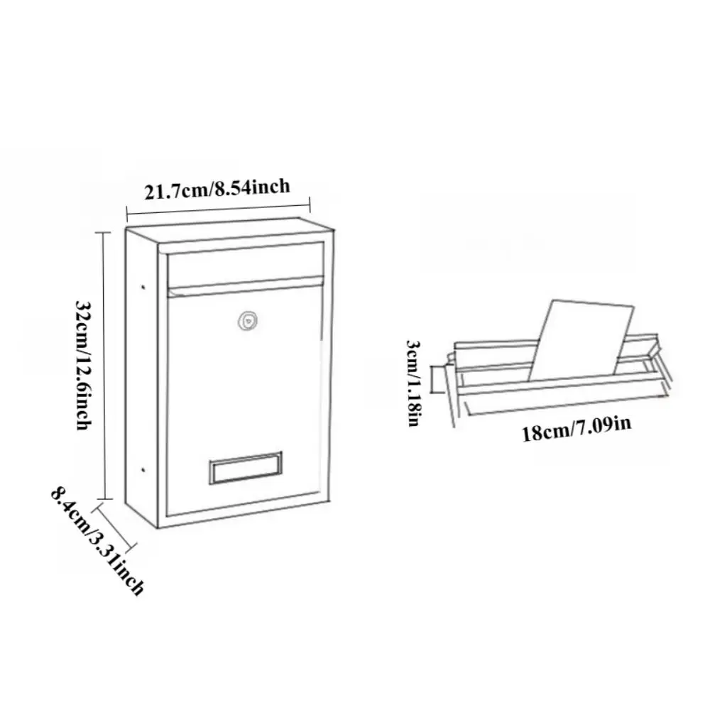 صندوق بريد مثبت على الحائط مقاوم للمطر مع مفتاحين، صناديق حروف صفيح، قفل آمن، صندوق بريد معلق مقاوم للصدأ للمنزل