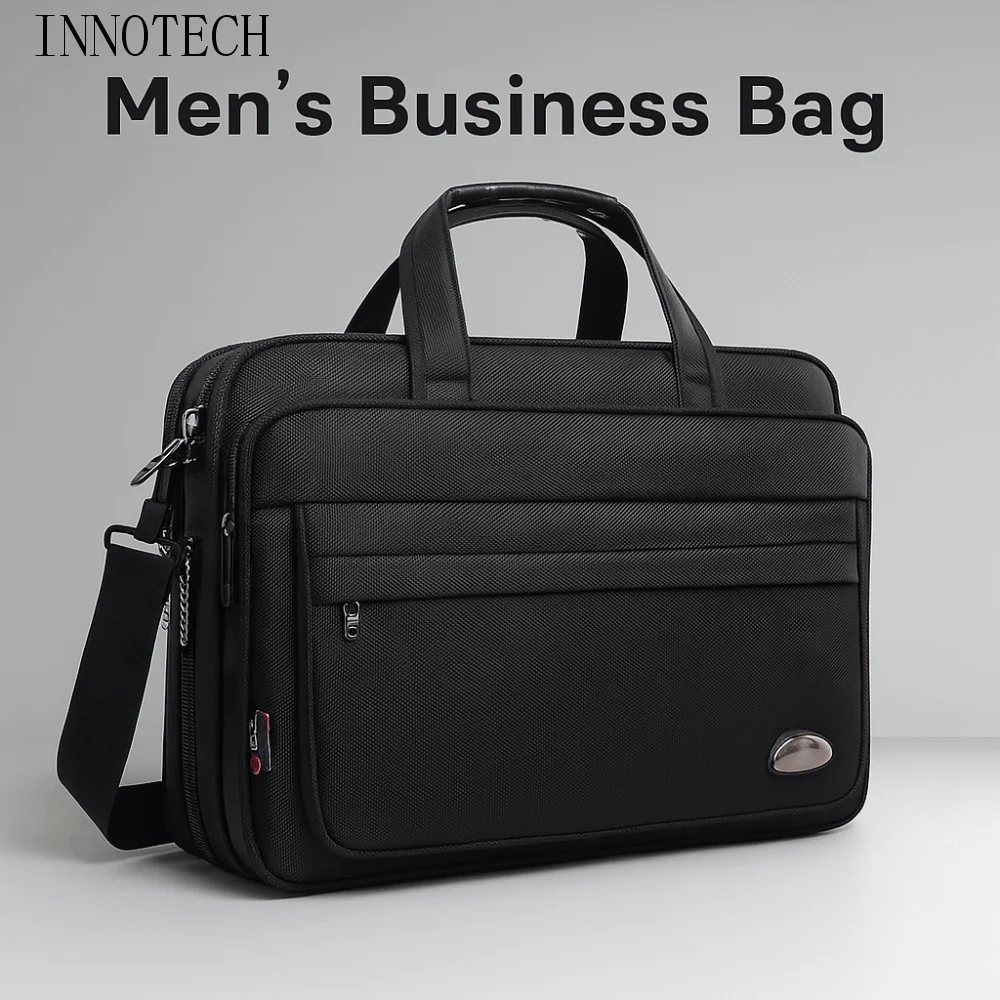

15,6-дюймовая мужская деловая сумка для ноутбука с ручкой, водонепроницаемая портативная сумка для ноутбука, однотонная сумка через плечо с плечевым ремнем для ноутбука