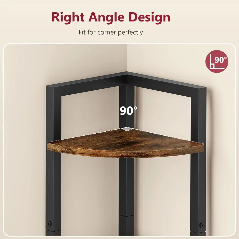 5-Tier 66.5 Industrial Style Corner Ladder Shelf - Rustic Brown, Multi-Use for Home, Office