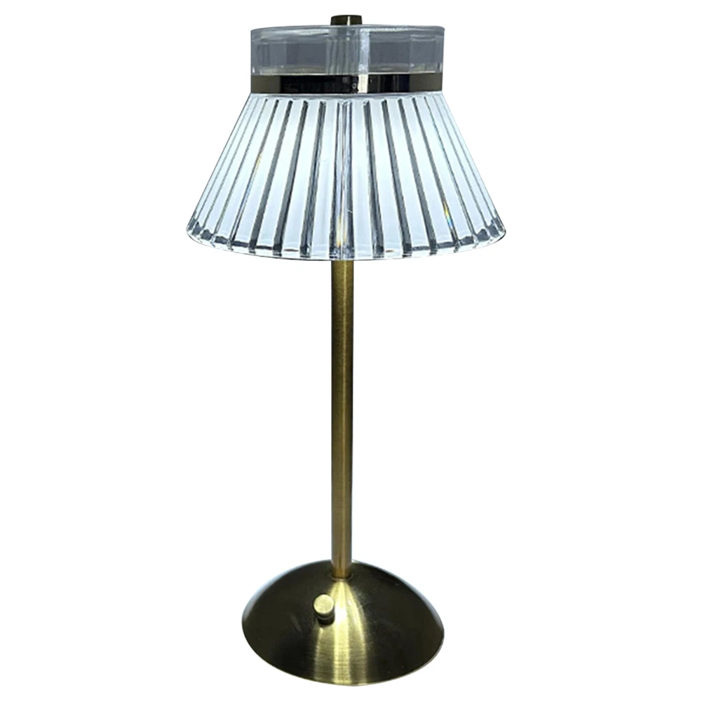 Portable Retro Metal Bedside Lamp Rechargeable Crystal Diamond Table Lamp Metal Base 3 Color Modes Touch Control for Bedroom Bar