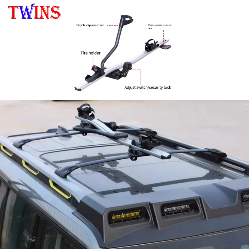 Auto Roof Aluminum Alloy Bicycle Frame Roof Crossbar Fit for JETOUR Traveler T2 2023-2024 Car Roof Exterior Decorative Piece