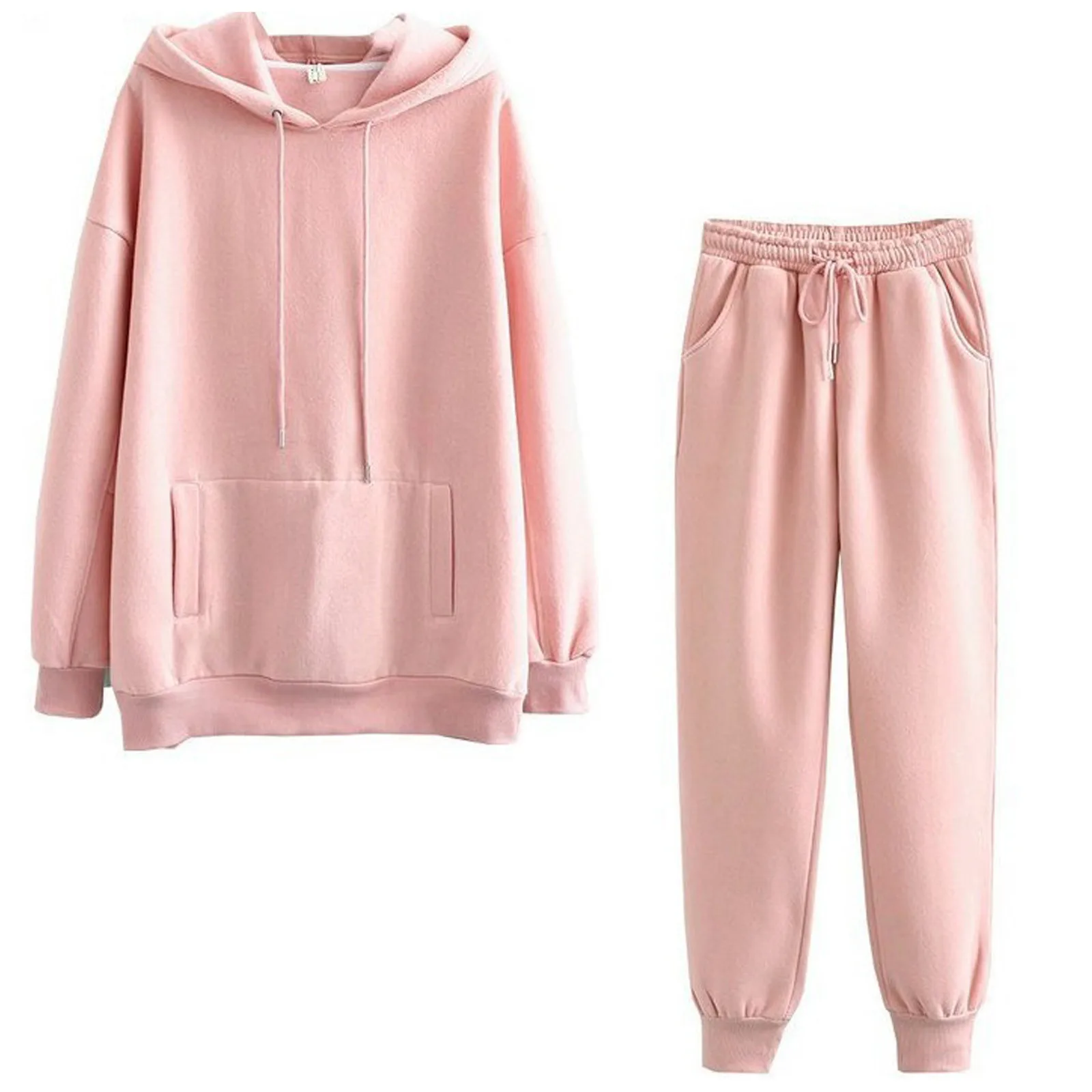 

Зимние спортивные костюмы, женские флисовые толстовки, комплект из двух предметов, весенне-осенние толстовки со шнуровкой и брюки, женские повседневные спортивные костюмы
