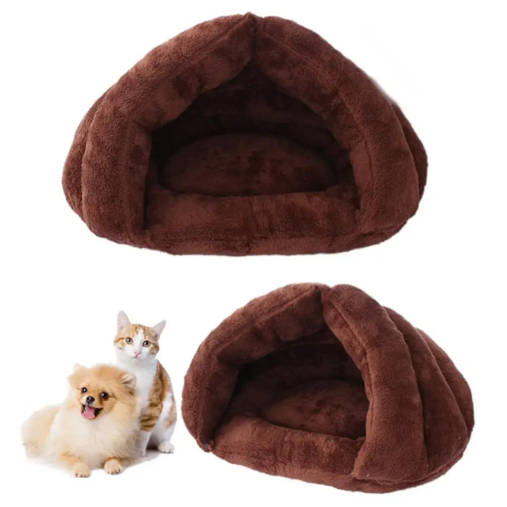 Plush Dog Cat Sleeping Bed Cave Cuddle Soft Cushion Hooded Warm Pet Supplies Warm Fleece Cat Bed Soft Kitten Nest Kennel Tent