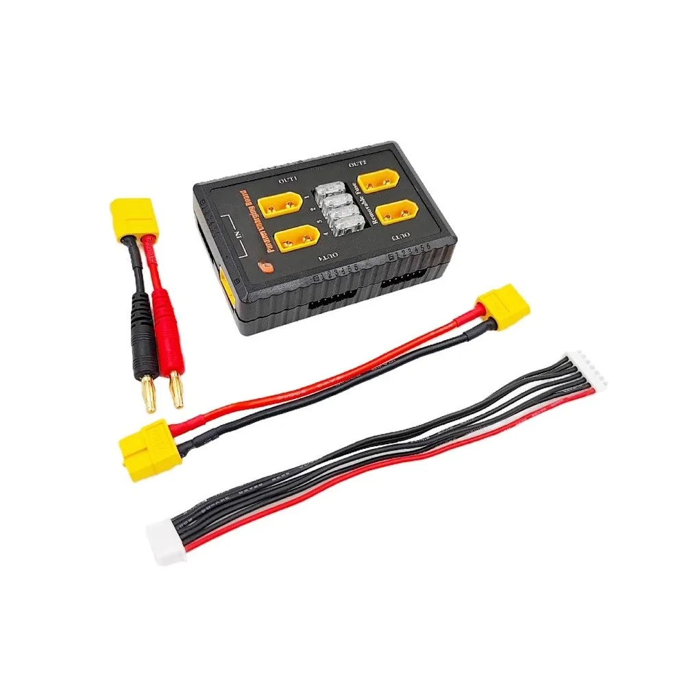 XT60s Parallel Charging Pad 1 6S 4 Bay Battery Board With 20A Removable Fuse Compacts 11x8x4 Cm 110 G RC Power Accessory Kit Use