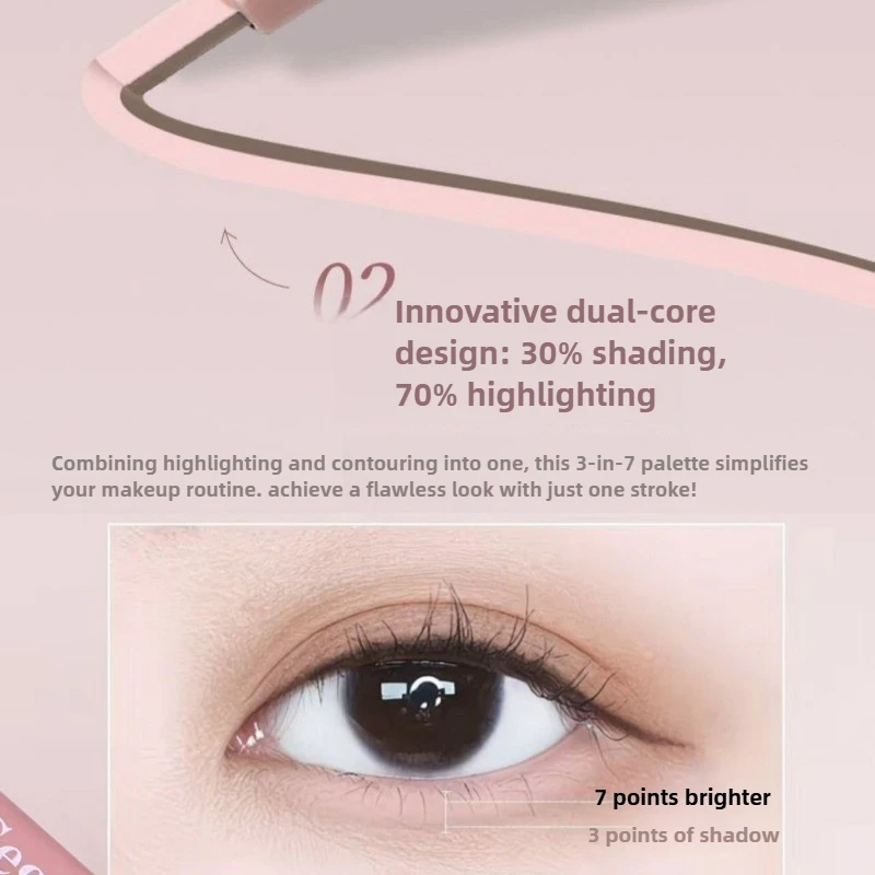 Matita per baco da seta sdraiata a doppia estremità Evidenziatore 2 in1 Contorno della palpebra inferiore nudo Stick per trucco eyeliner Aegyo-sal con pennello per dettagli