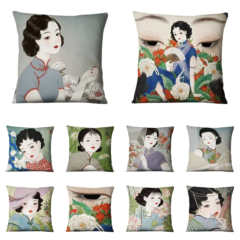 

Neoclassical Girl Art Print Decorative Throw Pillow Cover Home Decor Bedroom Room Living Room Sofa Cushion Cover