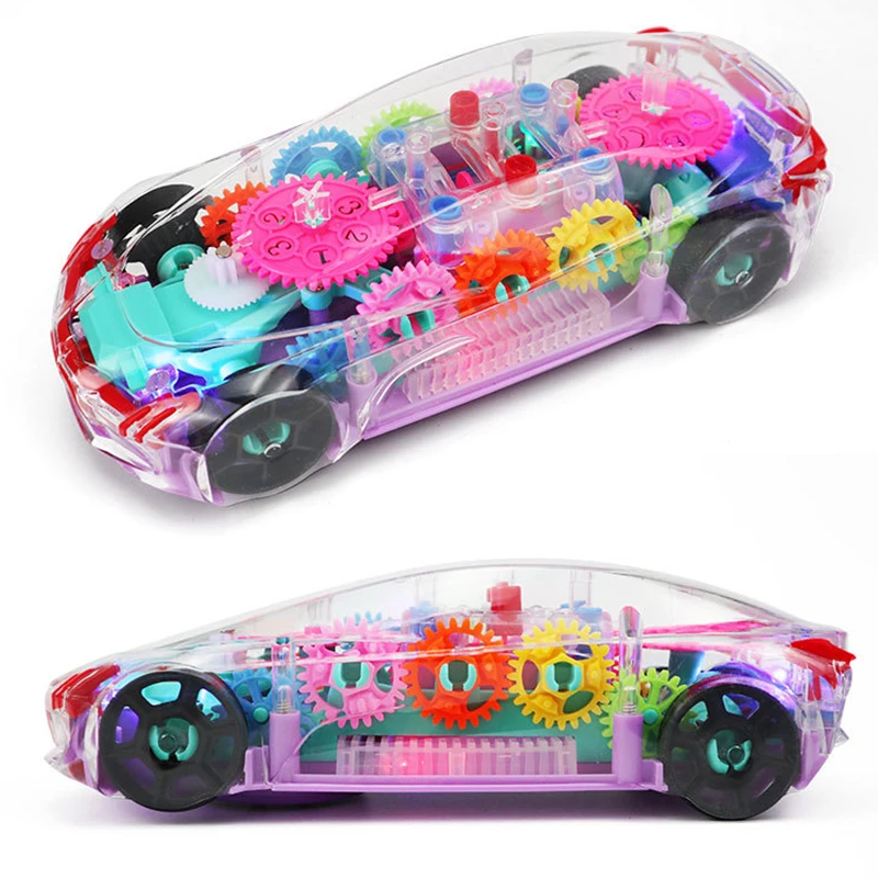 Elektronische Transparante Muziek Automodel Speelgoed Led Licht Voertuig Gloeiende Machine Gear Baby Vroeg Onderwijs Grappig Speelgoed Cadeaus Voor Kinderen