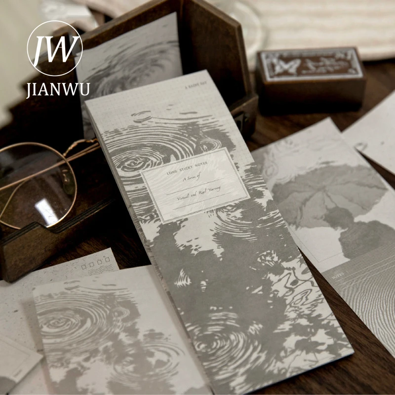 JIANWU Virtual Reality Love Series Vintage Flower Shadow Landscape Material Collage Memo Pad Creative Junk Journal Stationery
