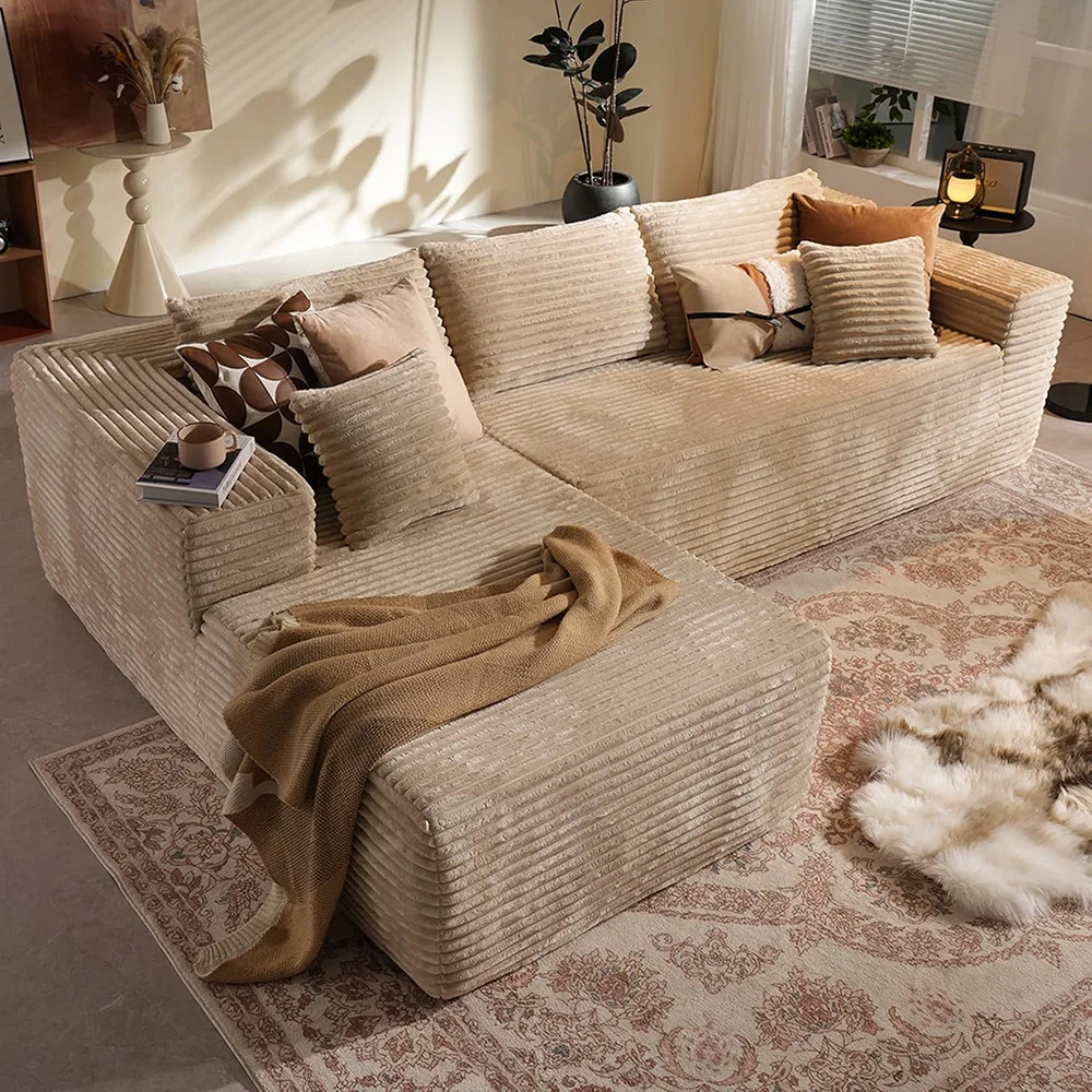 Space Saving L Shaped Sofa Modular Sectional With Reversible Chaise Lounge For Apartment Living Room