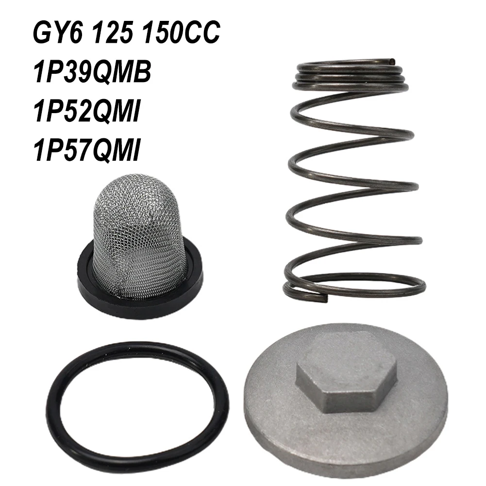For GY6 Compatible Oil Drain Screw Set for 50cc 125cc 150cc Chinese for scooters Includes Drain O Ring Spring and Oil Filter