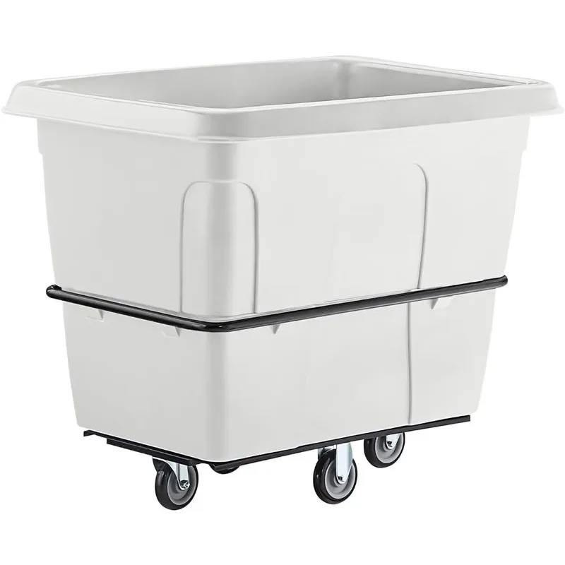 Carro della spazzatura industriale da 1000 libbre, 16 piedi cubi, camion cubico commerciale bianco, carrello per la biancheria, supporto per hotel e magazzino