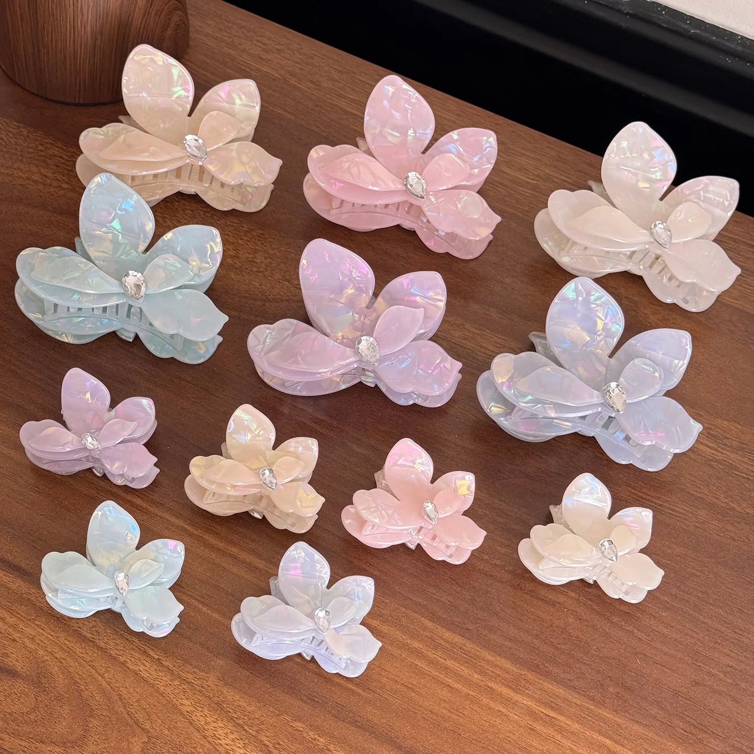 

Dowell Korean Style Dazzle Color Flower Hair Claw Clip Acetate Women's Fashion Hair Accessories