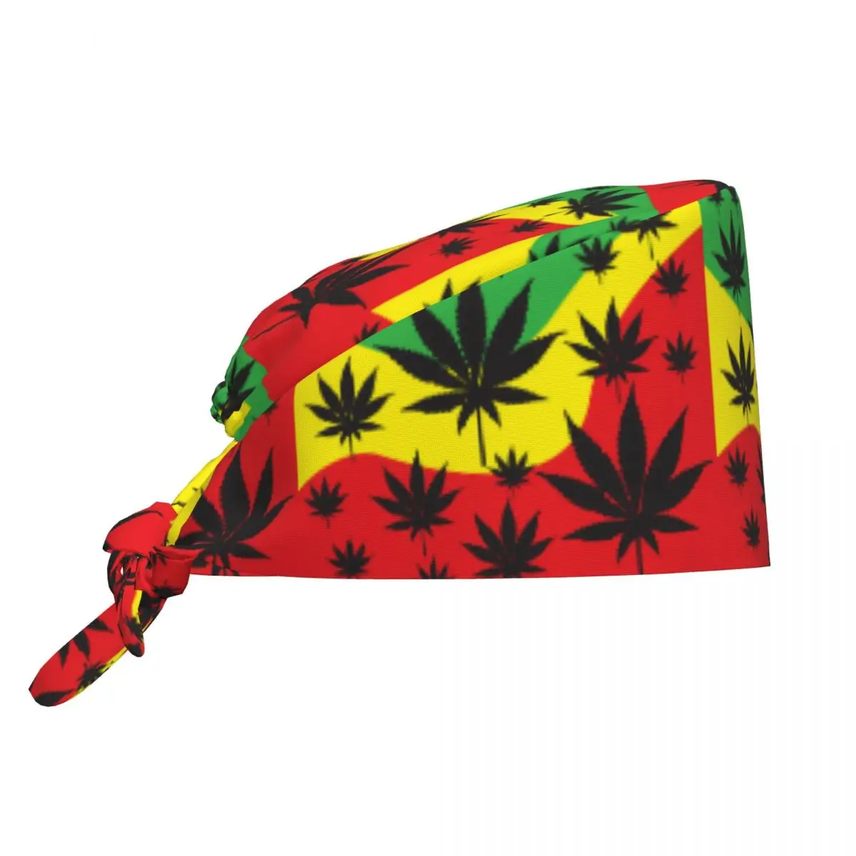 Rasta Flag With Weed Hip Hop Gorros Nursing Accessories Scrub Hat Surgery Cap Dentist Animal Lab Cap Scrub Cap Long Hair