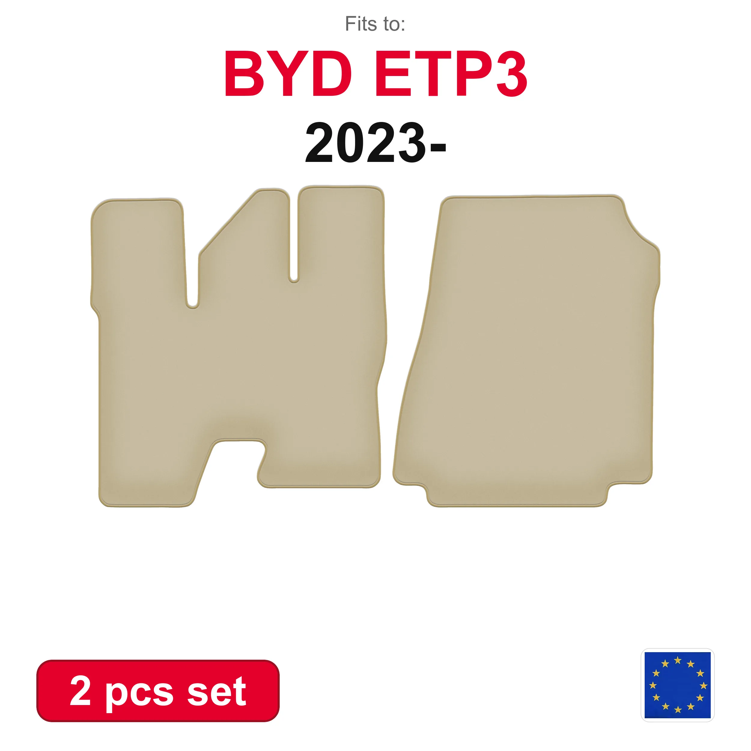 PREMIUM auto-velourmatten voor BYD ETP3 vrachtwagen (2023-) -beige 2 stuks in de auto passende automattenset