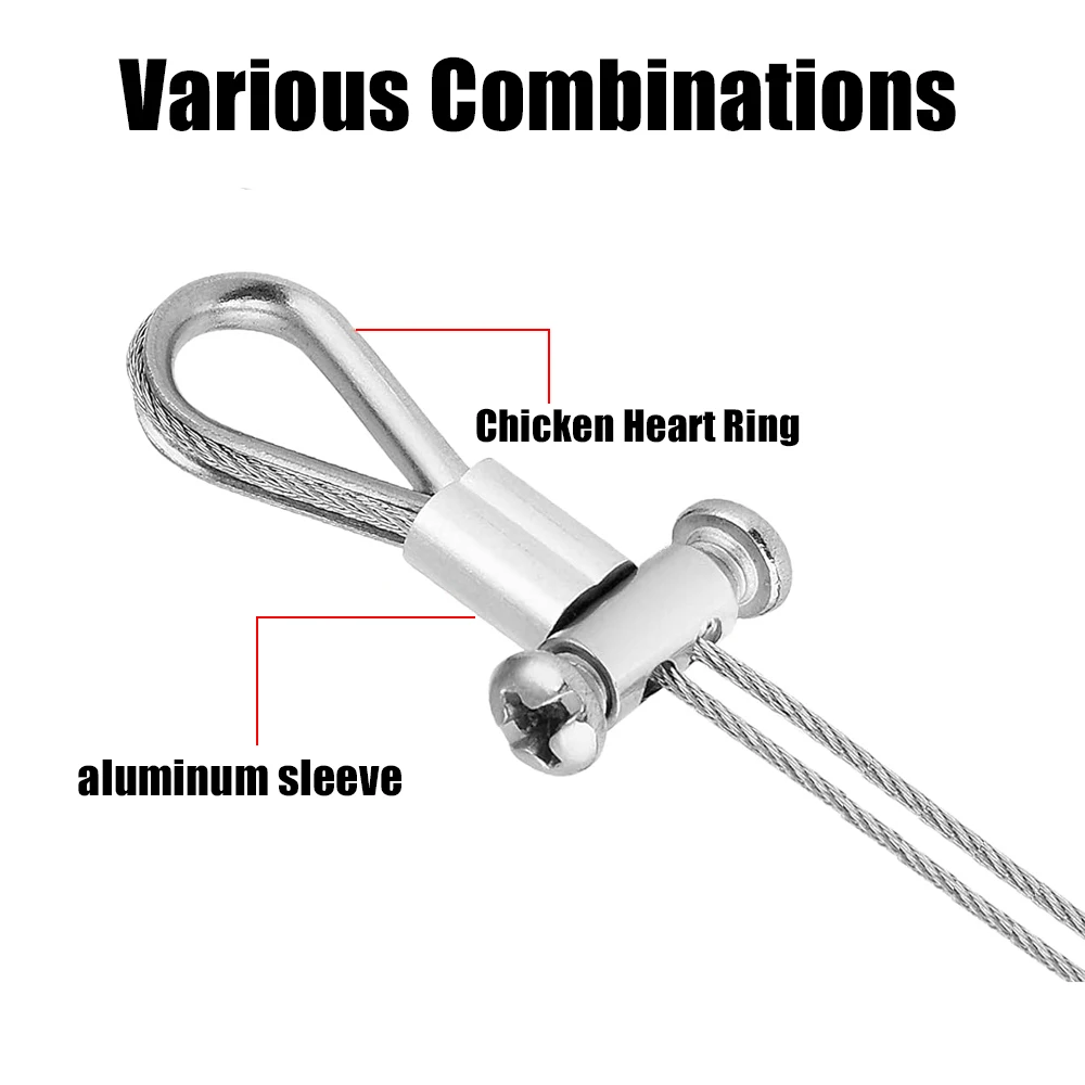 100 Stück 1,5/2/3mm Stahlseilklemmen Metall-Kupfer-Clip Verstellbare Schraube Metallbefestigung Schlingenverschluss Zubehör – Detail 4