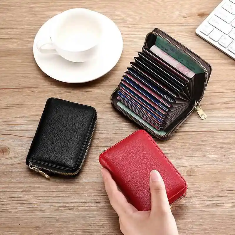 Anti-Magnetic Card Holder Zipper Wallet Large Capacity Driving License  Card Case Unisex Bank Card Holder Student Friendly
