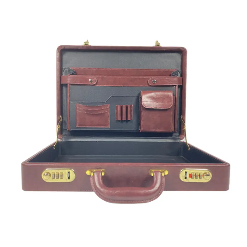

Vintage Men's Business Briefcase with Password Lock - Retro Aluminum Document Storage Box for Files, Tickets & Cash