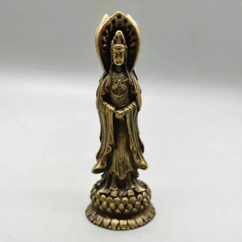 Esculturas de estátua deusa chinesa Fengshui Latão Kwan-yin Guan Yin Boddhisattva