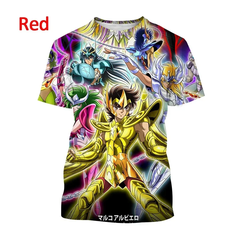 New Men's Classic Manga Cartoon Casual Harajuku Style Streetwear Top Japanese Anime Saint Seiya Print Short-sleeved T Shirt