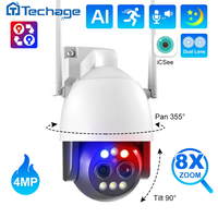 Techage PTZ 4MP Wifi IP Camera 8x Hybrid Zoom 2.8-12mm Dual Lens Outdoor AI Human Detect Wireless Security Camera Video Surveill