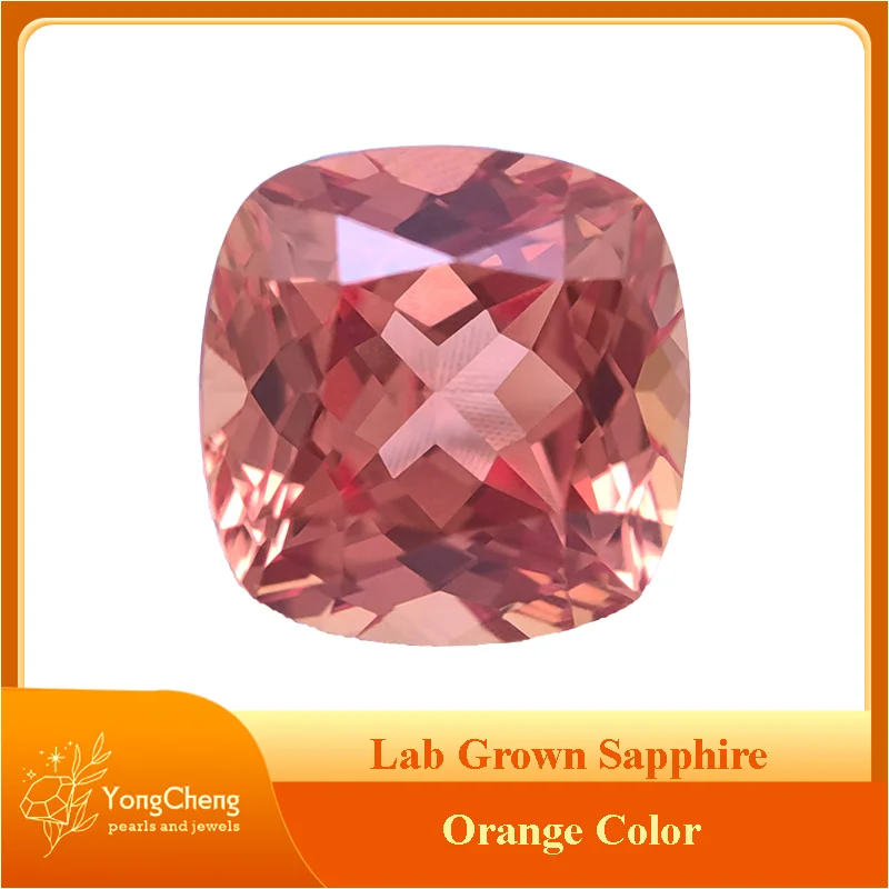 

Lab Grown Sapphire Orange Color Square Cushion Shape Top Quality Charm Beads for Diy Jewelry Making Selectable AGL Certificate