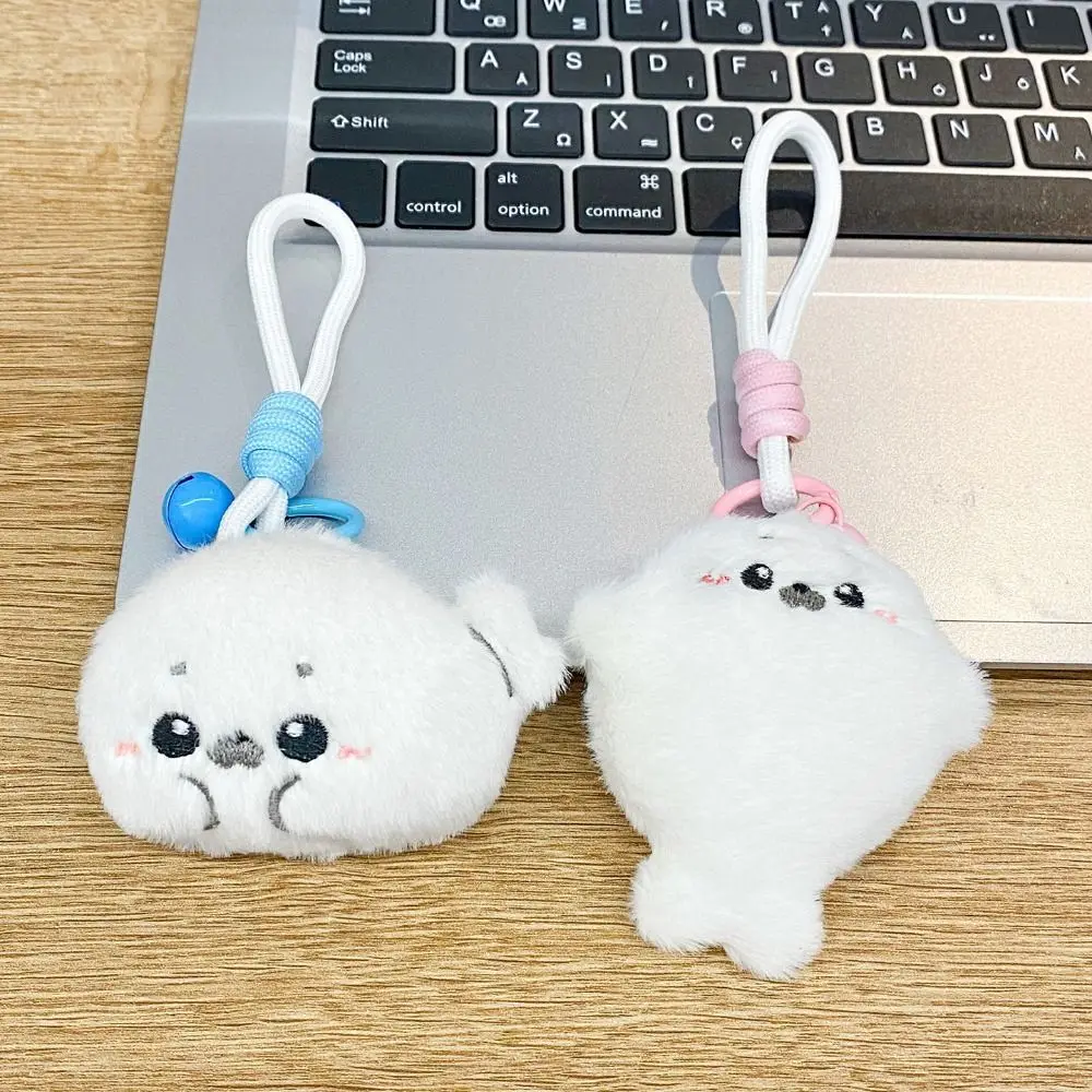 Ocean Animal Baby Seal Plush Fluffy Keyring Cute Soft Little Seal Doll White Bag Pendant Seal Plush Keychain Backpack Decor