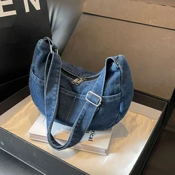 Zamek błyskawiczny Denim modne damskie torby Crossbody na wyprzedaży 2024 wysokiej jakości Trend nici do szycia torba na ramię Bolsas Femininas Bolsa