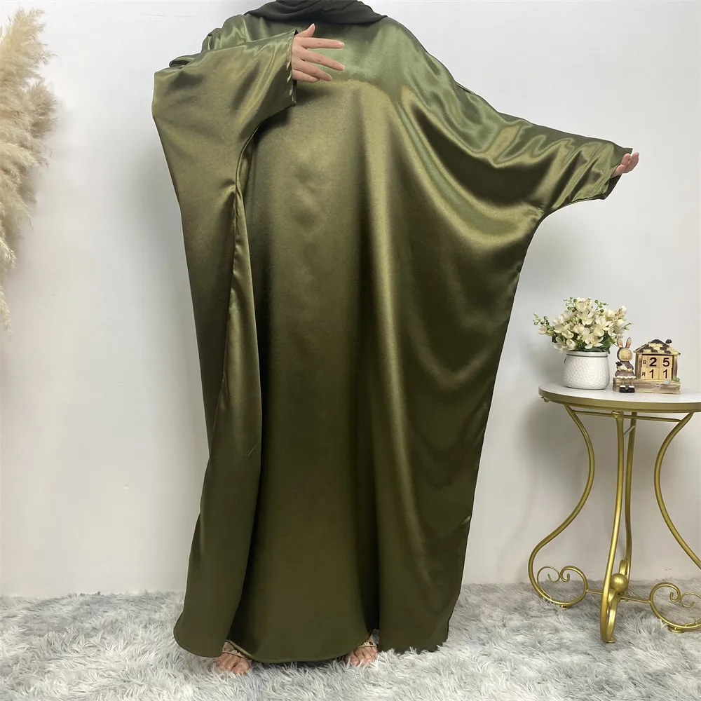 Satin Kaftan Abaya Dubai Turkey Islam Bangladesh Muslim Long Dress Abayas for Women Caftan Marocain Robe Longue Femme Musulmane