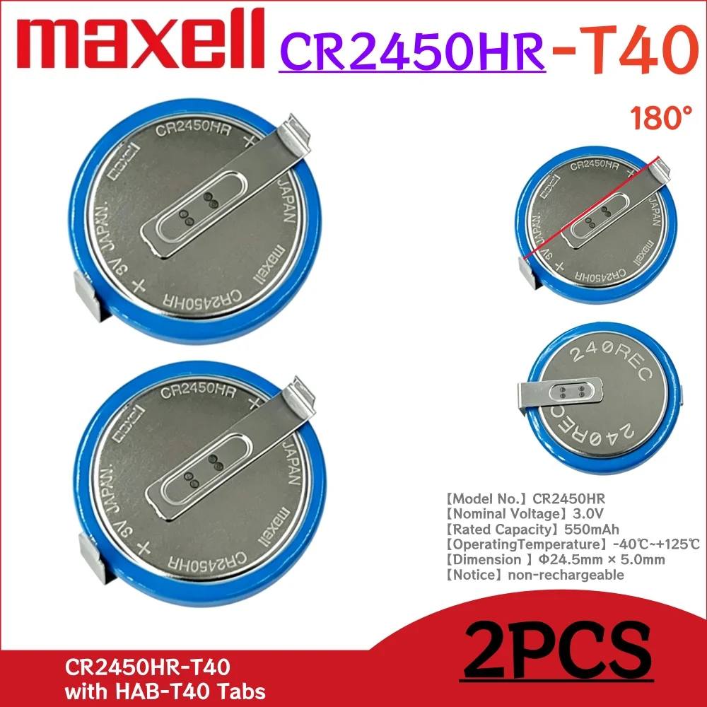 2-10PCS CR2450HR T40 180° CR2450 2450 3V High-temperature Lithium Battery For SAO-T40 Car Tire pressure Monitoring