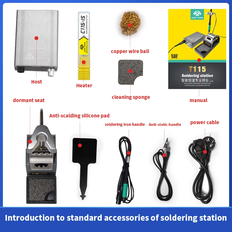 OSS T115 T210/245 ST91-12 Aluminum Alloy Soldering Iron Stand T115 T245 T210 T12x No Heating Core Soldering Iron Handle Tool