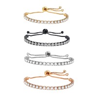 16-32CM Adjustable Anklet Copper All-light Zircon Chain Box Small Leg Chain 4 Colors,Shiny Jewelry Gifts for Beach Party