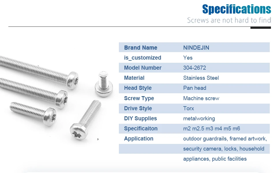 NINDEJIN 5-50 Stück Pan-Rundkopf-Torx-Sternschraube M2 M2.5 M3 M4 M5 M6 Edelstahl Sechslapp-Sicherheits-Torx-Maschinenschraube für Autos – Detail 3