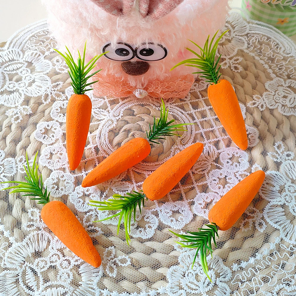 4/6pcs Easter Simulation Carrot Decoration Artificial Foam Carrots Easter Bunny Party Supplies Home Ornament Kids Toy Gift