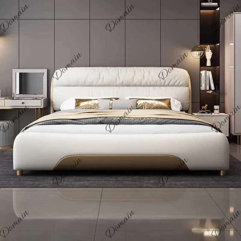 BGA Italian luxury leather bed light luxury small apartment soft upholstered wedding bed master bedroom household decoration