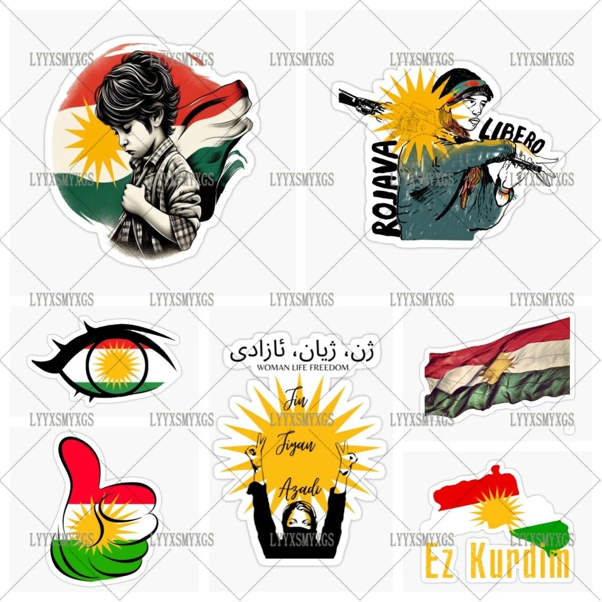

Self-Adhesive Custom KURDISTAN Flag Car Stickers Waterproof Sunscreen Vinyl Decal PVC wholesale Car Accessories