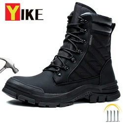 Men Work Safety Boots Outdoor Military Boots Anti-smash Anti-puncture Industrial Shoes Men Zipper Boots Indestructible Boots