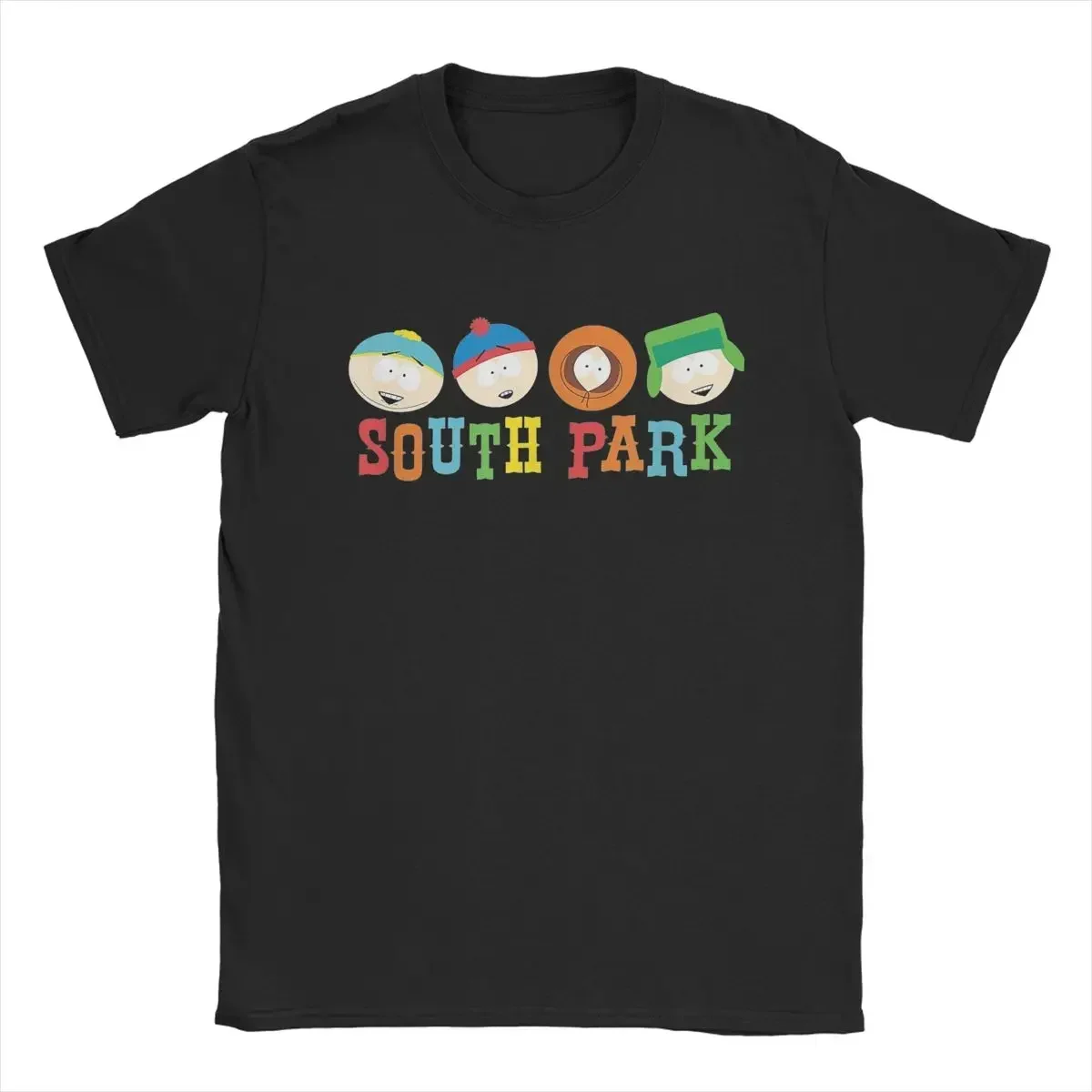 Men Southparks Heads T Shirt Pure Cotton Tops Unique Short Sleeve O Neck Tee Shirt Printed T-Shirts