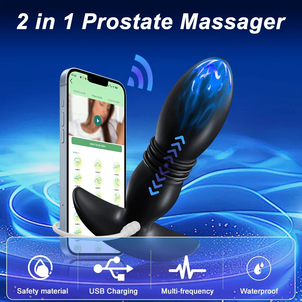 Wireless Remote Control Anal Plug Vibrators for Men Prostate Stimulator Male Telescopic Vibrator Massager Butt Plug Sex Toys