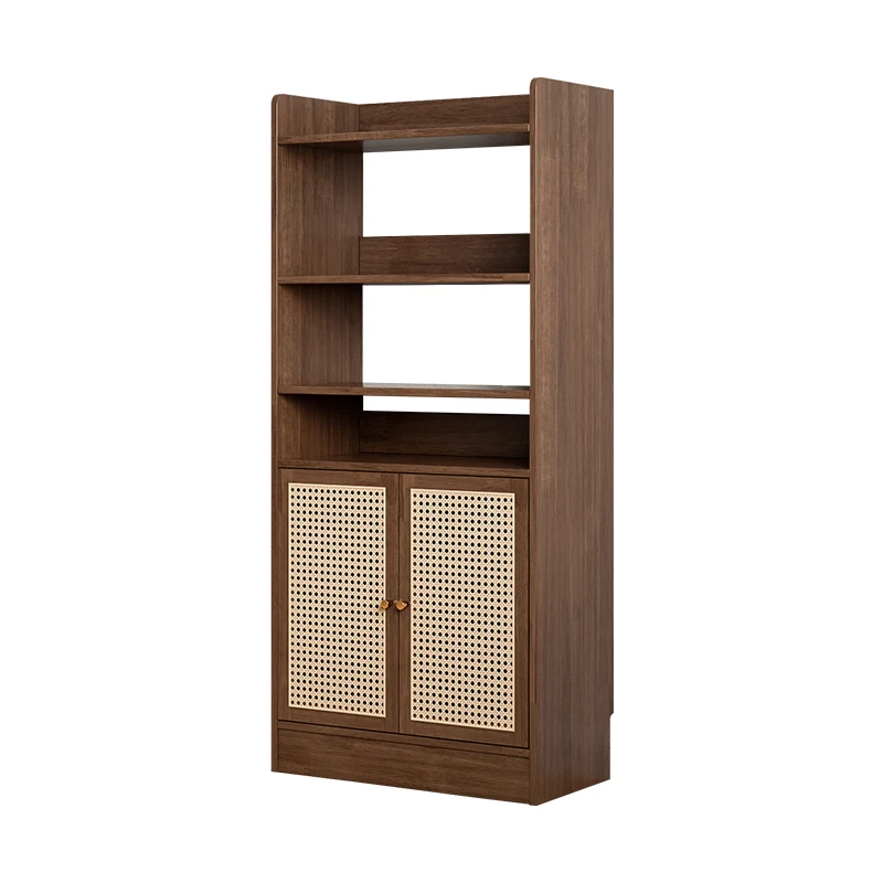 Vine woven bookshelf, solid wood, quiet breeze, bedroom storage cabinet, living room display cabinet