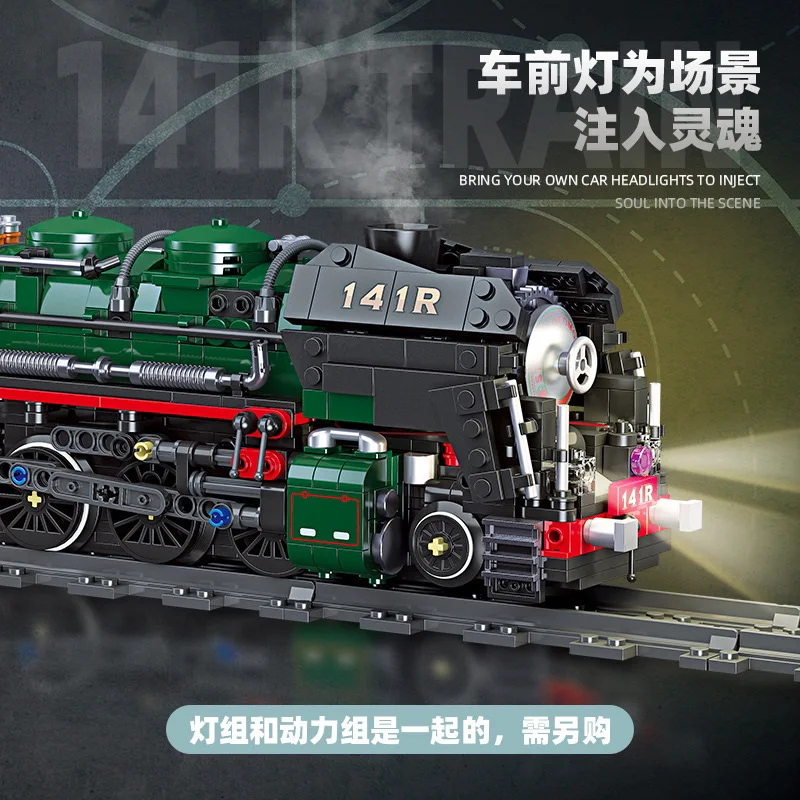 

59098 Retro Steam Track Series Green Leather Type Creative Bricks Desktop Decoraiton Toys For Children Adult model static