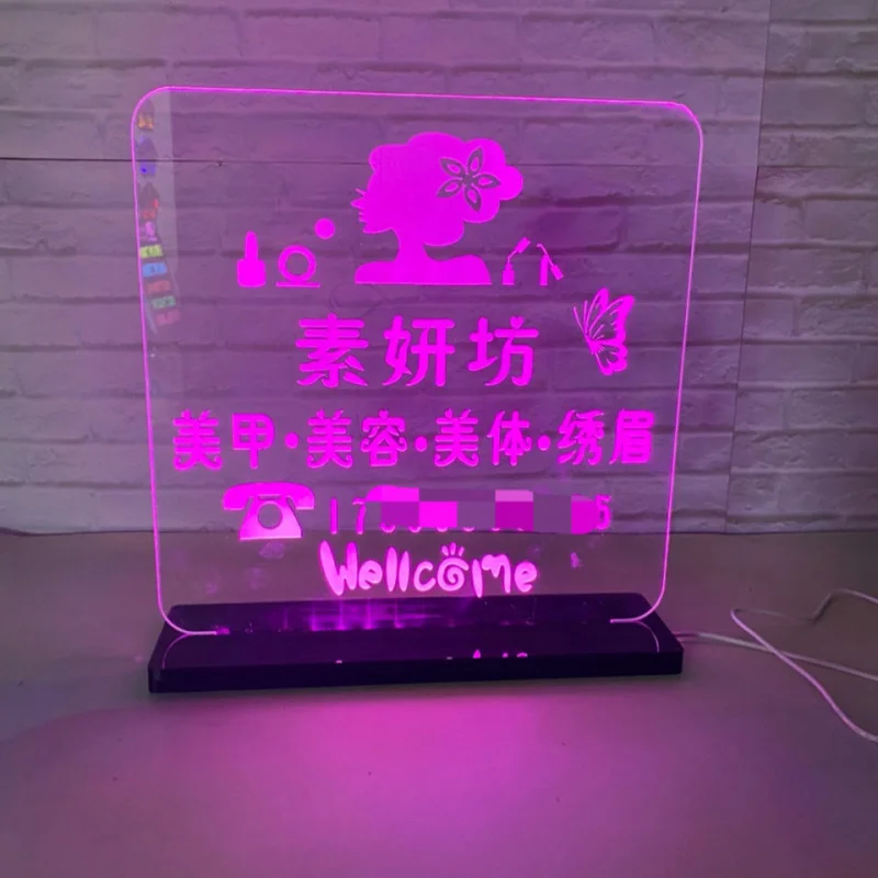 

Custom Acrylic Desktop Card Stand Light Board Guide Sign Night Market Stall Energy-saving Phone Screen Protector Sign